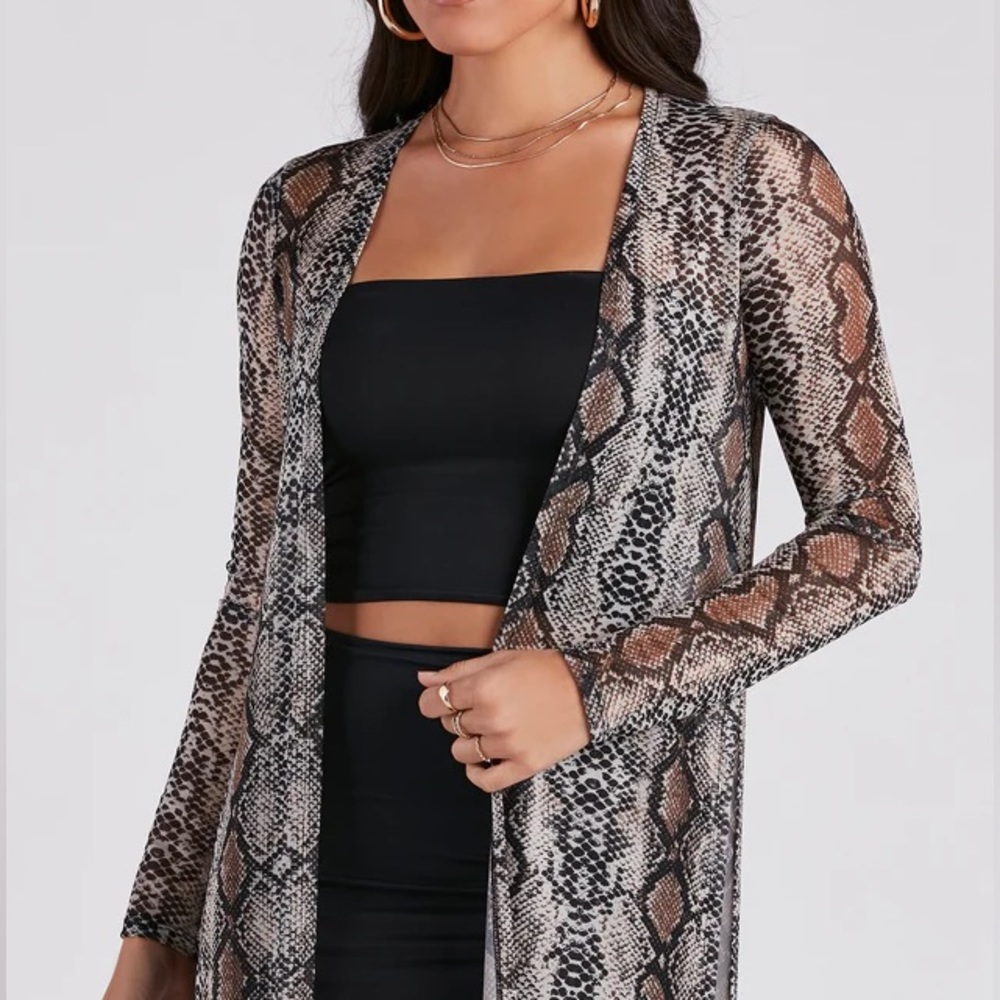 Women’s Sultry Slither Mesh Snake Print Duster size S - Picture 7 of 7